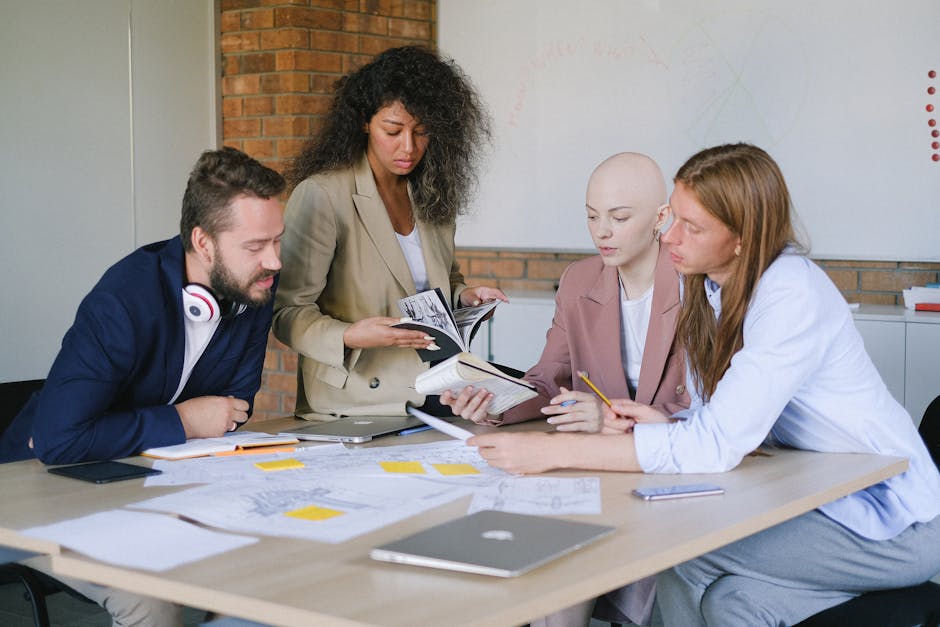 Group of multiracial businesspeople analyzing reports